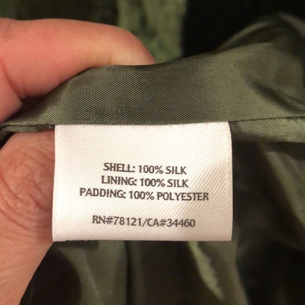 Eileen Fisher green silk zip up jacket - Picture 7 of 9